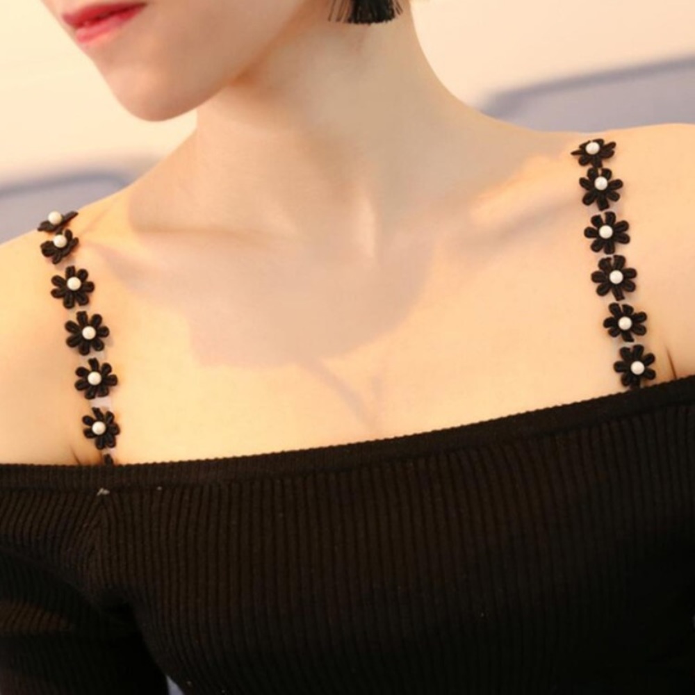 ๐ธ Classy floral flower faux pearl bra straps available in various colors ๐ธ